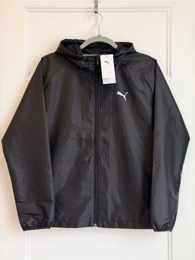 Puma Black Hooded Windbreaker with White Logo